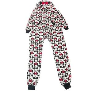 Disney Minnie & Mickey Hooded Onesie Women’s/Teen Small Cozy Lounge Jumpsuit NWT